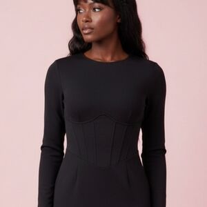 NWT - Mango Committed Collection - structured black dress | Corset Inspired Seam